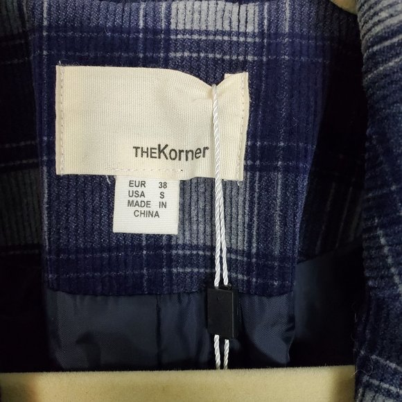 NWT The Korner Blue Plaid Corduroy Blazer Jacket - Picture 2 of 7